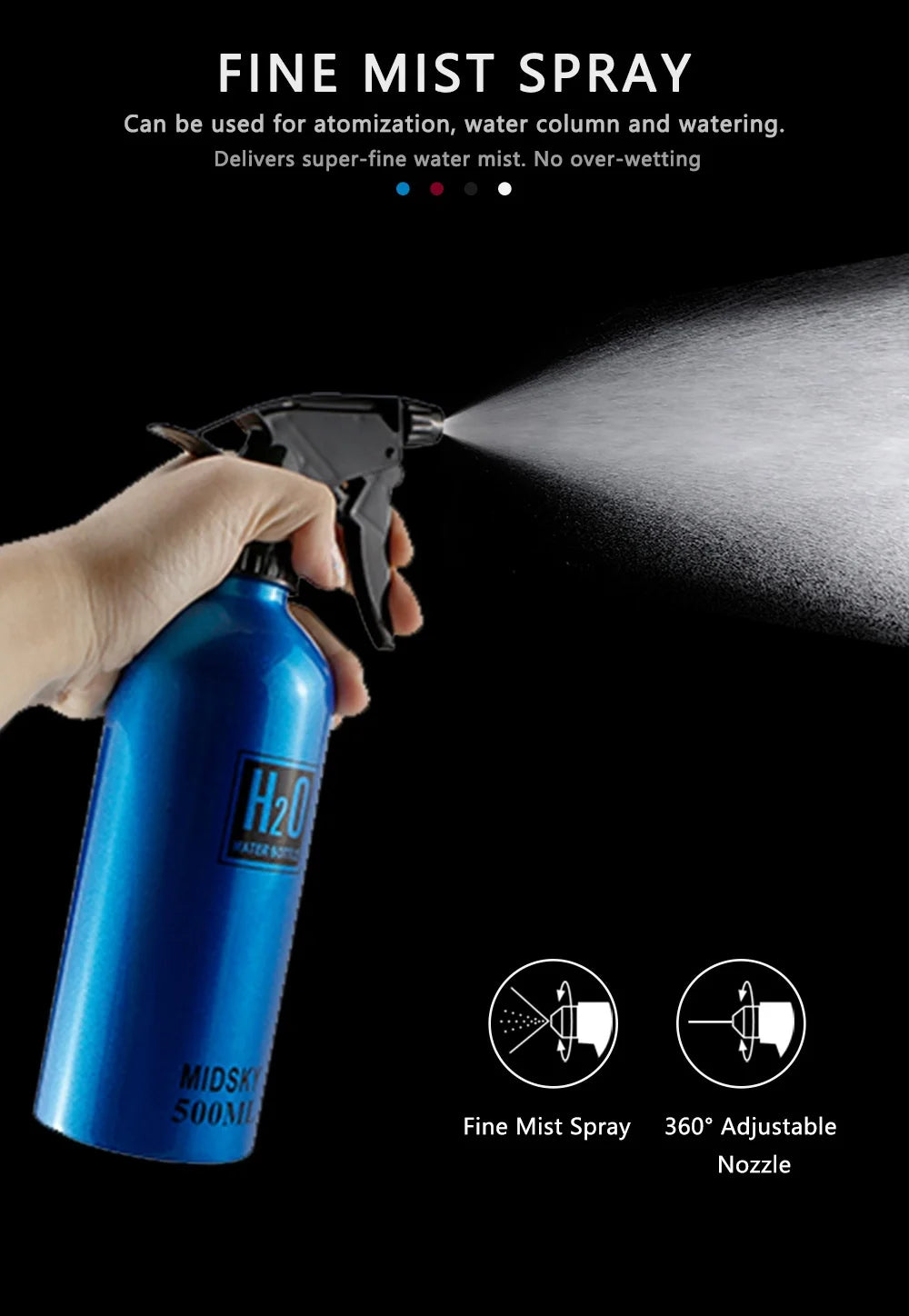 500ml Hairdressing Fine Mist Spray Empty Bottle PET Plastic High Pressure Retro Refillable Bottle Salon Hairdressing Makeup Tool
