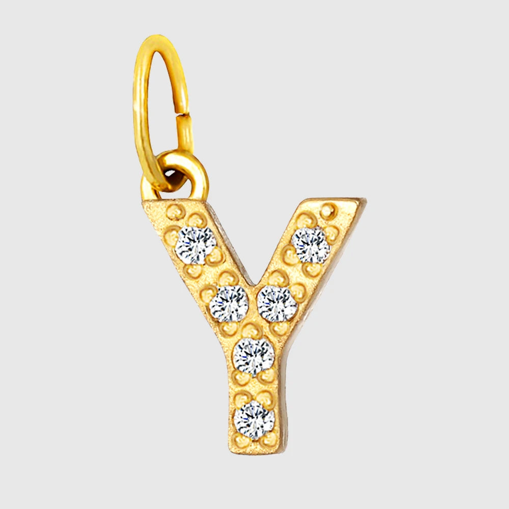 eManco Luxury Zirconia Alphanumeric Pendant Stainless Steel Gold Plated DIY Necklace Wholesale