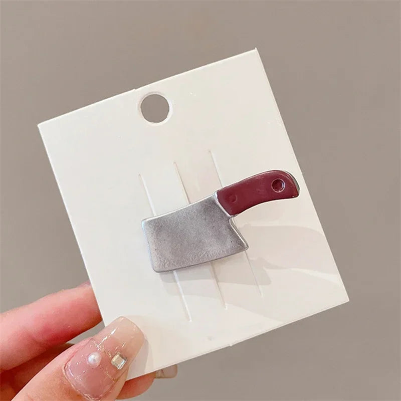 Creative Weird Knife Hair Clips Simulated Scissors Light Bulb Food Hairpins Girls Hairclip Punk Barrette Headwear Accessories
